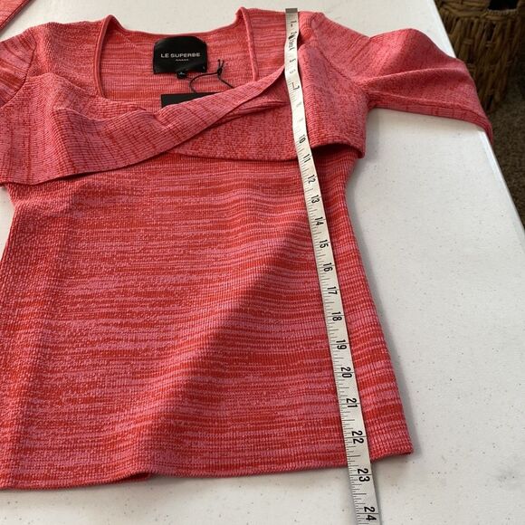 Le Superbe Twisted Sister Long Sleeve Knit Top in Red She Said Soft Viscose - Picture 11 of 16
